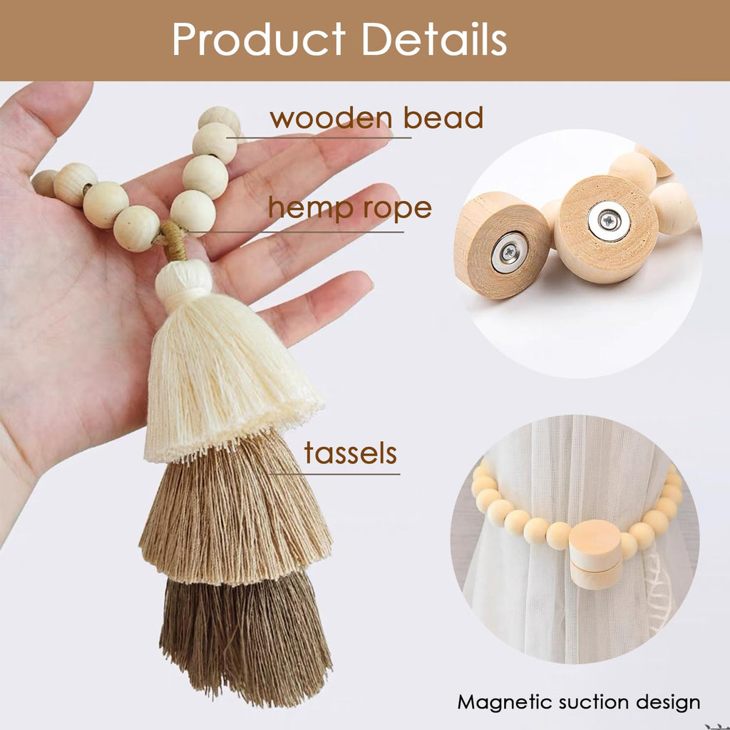 Curtain Tiebacks for Curtains 2 Pack, Decorative Magnetic Curtain Holdbacks for Drapes, Handmade Tie Backs No