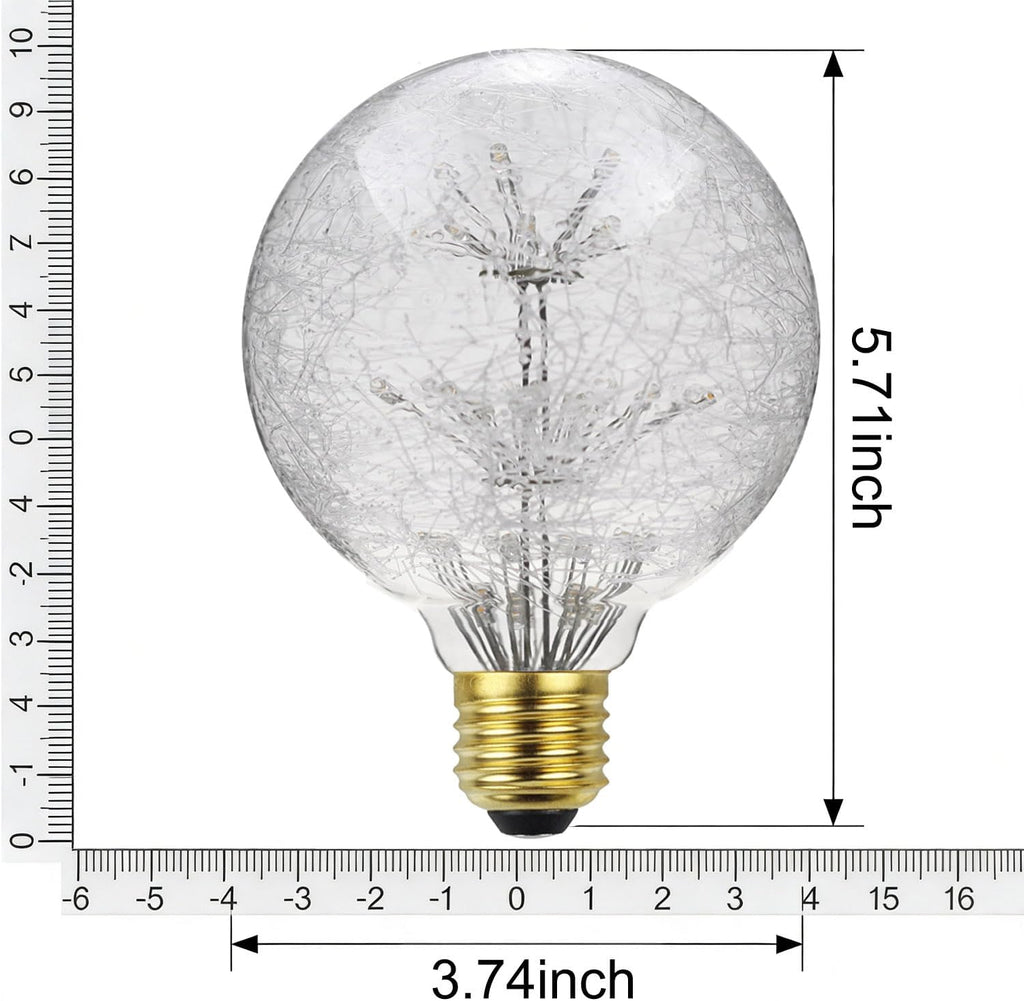 Classic Edison LED Firework Bulb G30, 3W (15W Equivalent), 150 Lumens, 2000K Warm White, E26 Base, 110-130V