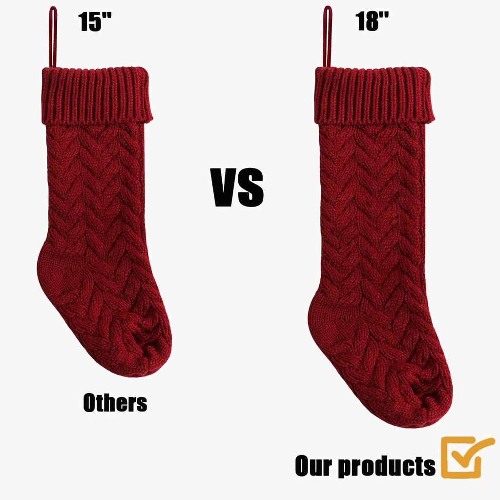 Inch Christmas Stockings, 6 Pack Large Cable Knit Xmas Decor - Set of 6