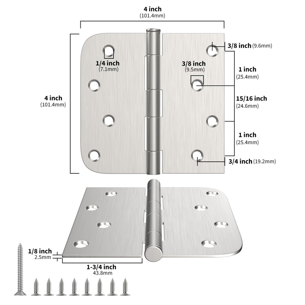 24 Pack Door Hinges Satin Nickel 4 inch Interior Door Hinges