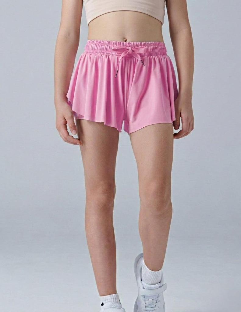 1 or 3 Pack Youth Girls Flowy Shorts with Spandex Liner & Pockets