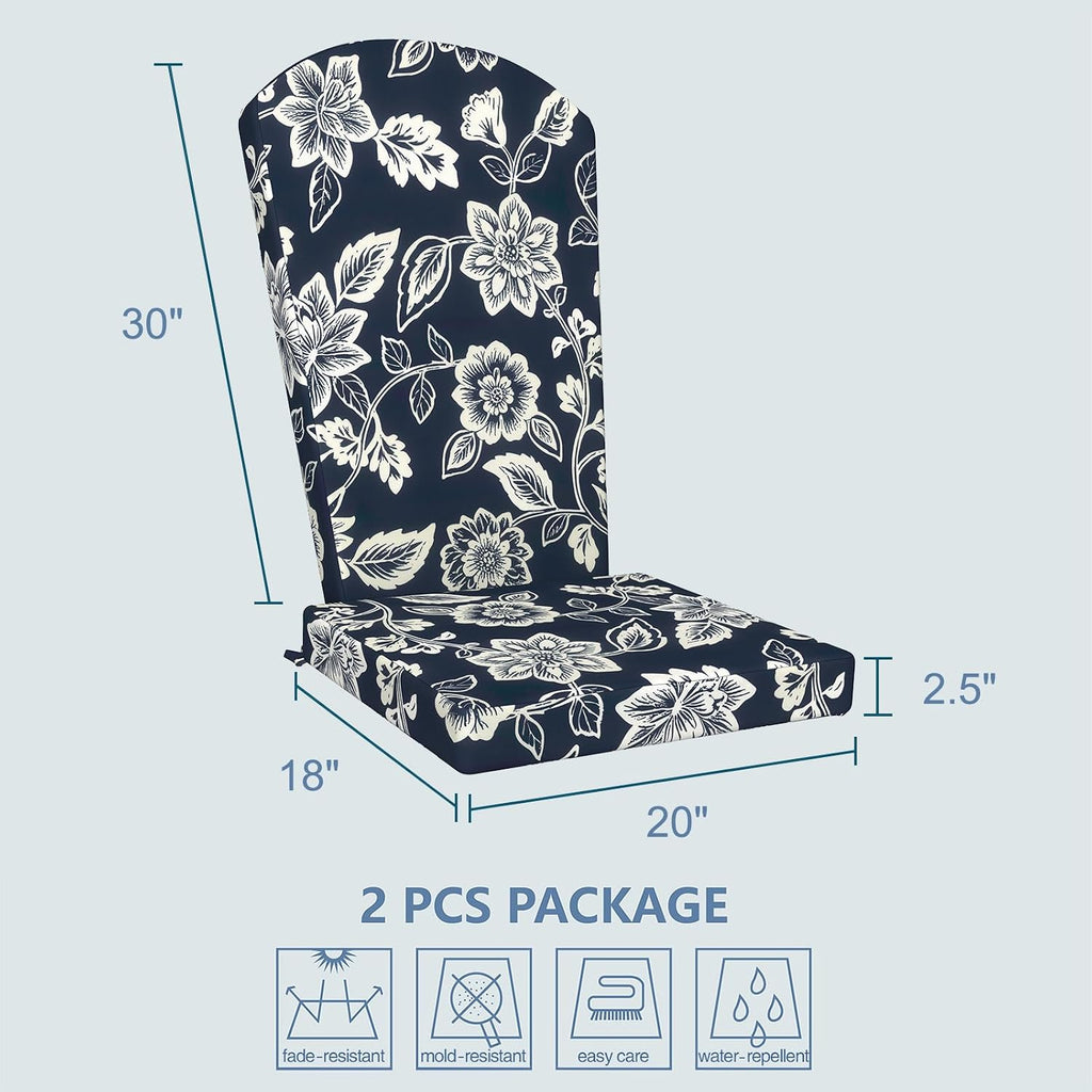 Adirondack Chair Cushions 48x20x2.5 Inch, Water Repellent, Fade Resistant, High Back Outdoor Rocking Chair Cushions