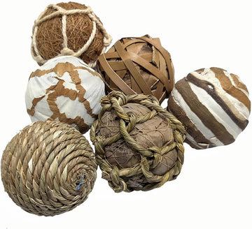 Decorative Balls for Bowl Centerpiece, 2.4 Inch Orbs Spheres Decor Balls Rattan Wicker Balls for Bowl Fillers - Set of 6