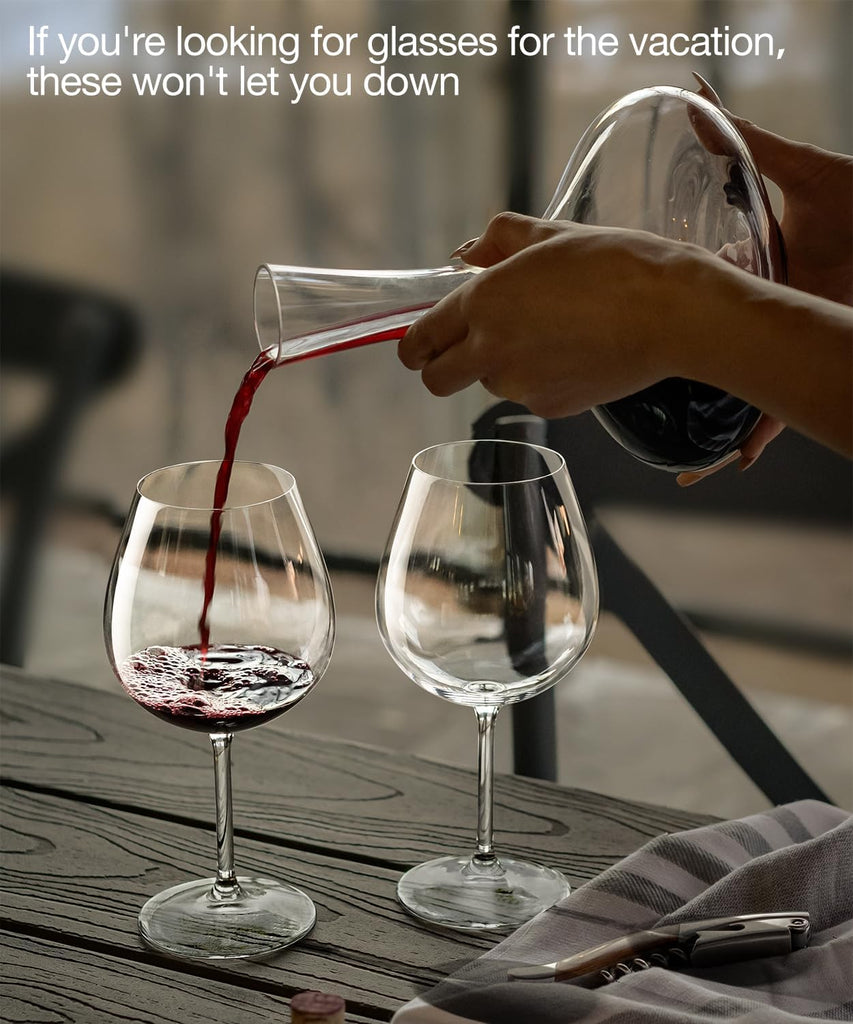 Red Wine Glasses Set of 4, Large Hand Blown Crystal Burgundy Glasses-Ultra-thin, Light for Wine Tasting, 23.5OZ