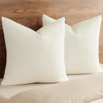 Cotton Waffle Euro Shams 26" x 26", Cream, No Insert