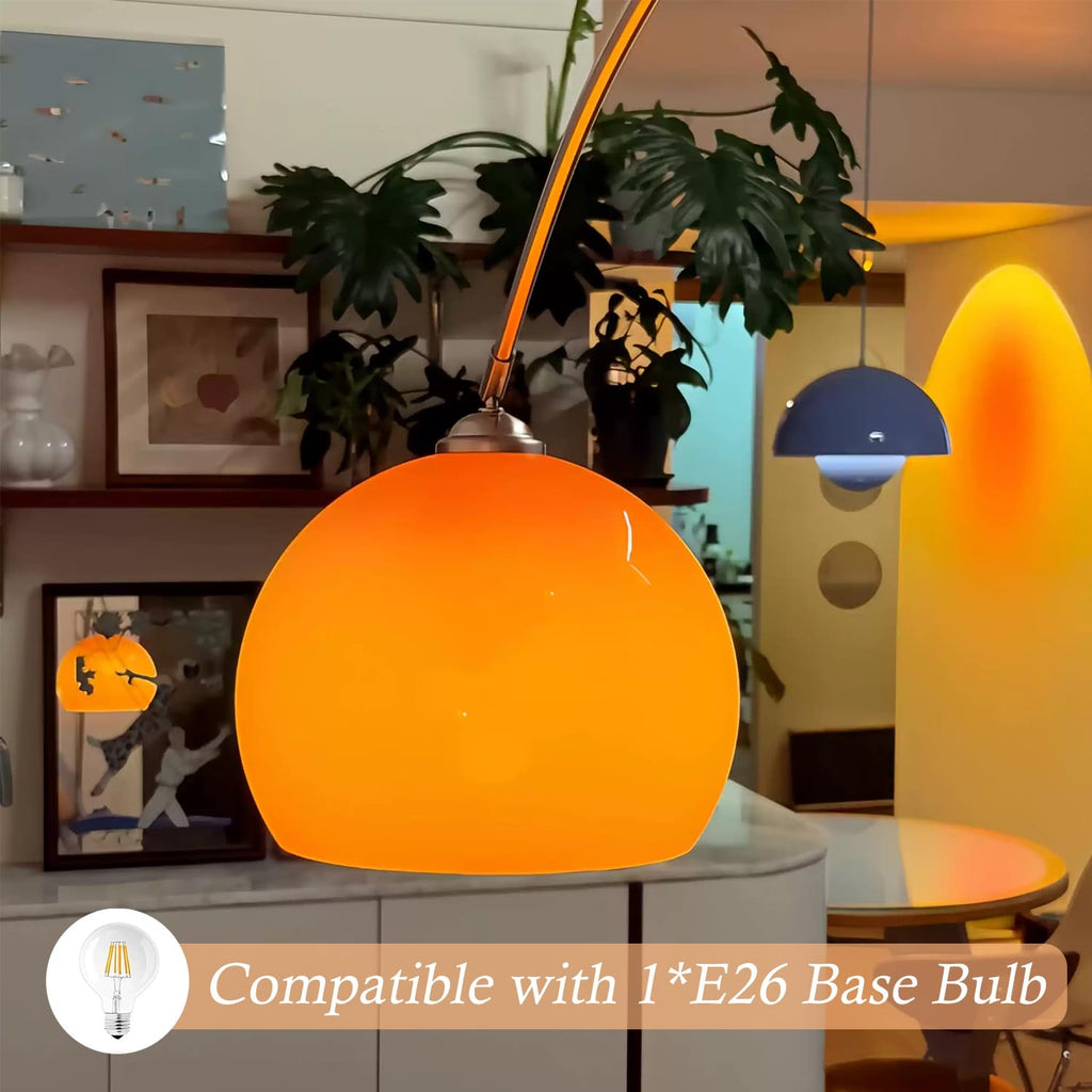 Orange Arc Floor Lamps, Mid Century Modern, Marble Base