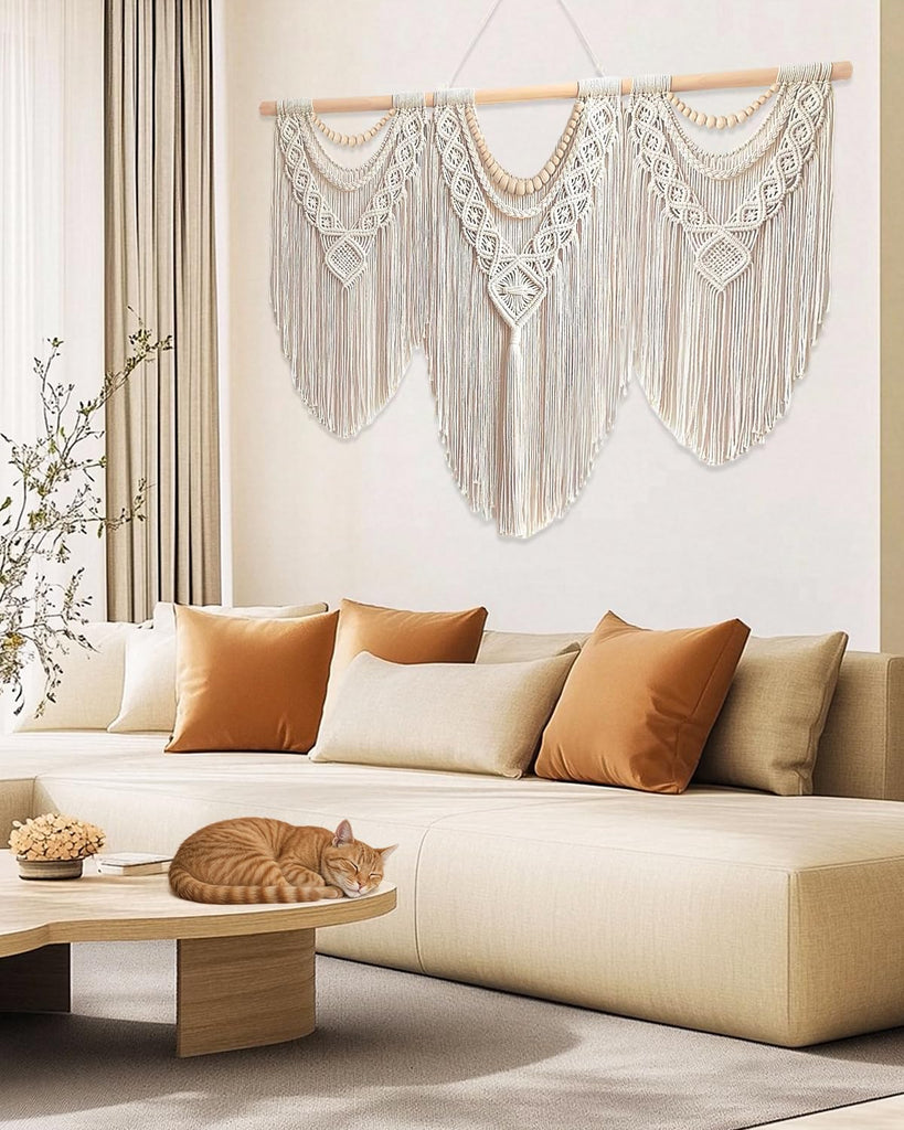 Large Macrame Wall Hanging Boho Tapestry - Big Size Wall Art Decor, Wedding, Home Decoration