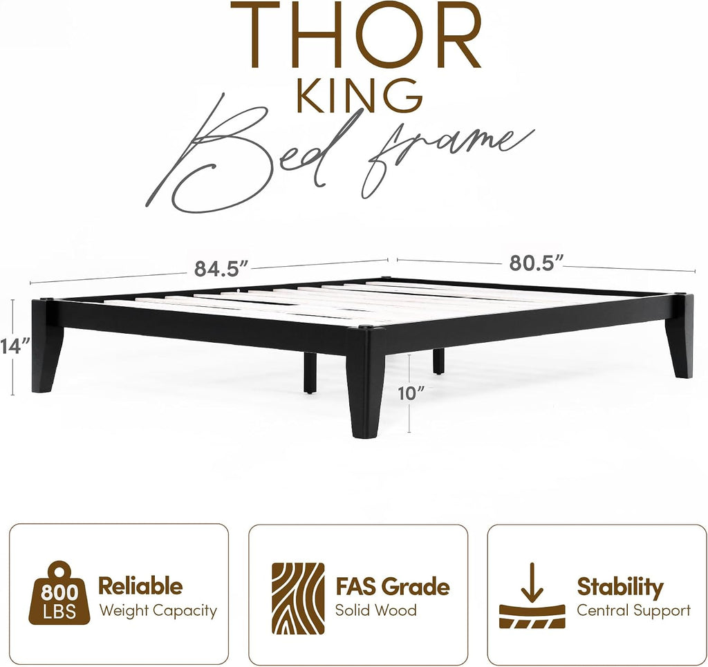 Japanese Joinery Bed Frame, Solid Wood (Midnight Charcoal)