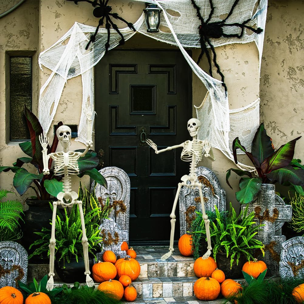 3ft Posable Plastic Halloween Skeleton-36" Skeleton Halloween Decor - Set of 2