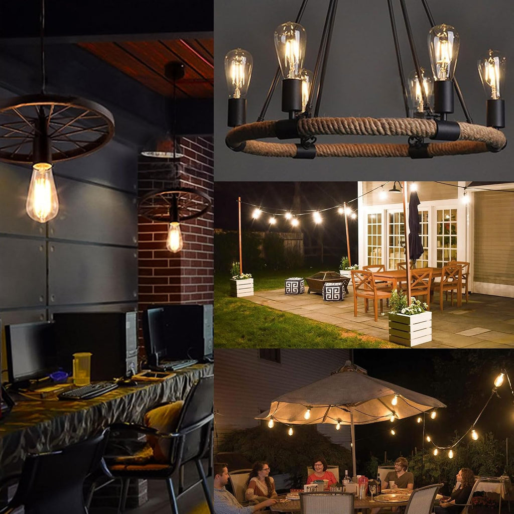 6 Packs ST58 LED Edison Bulbs, 4 Watt Vintage Light Bulbs Equivalent to 40 Watts, 2700K Warm White Antique Decorative