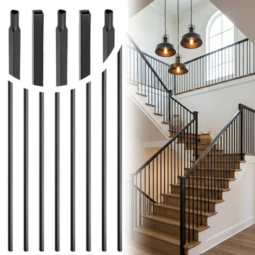 30 Pack Iron Balusters Spindles for Staircase Indoor, 44" x1/2" Straight Metal Balusters Square Balusters for
