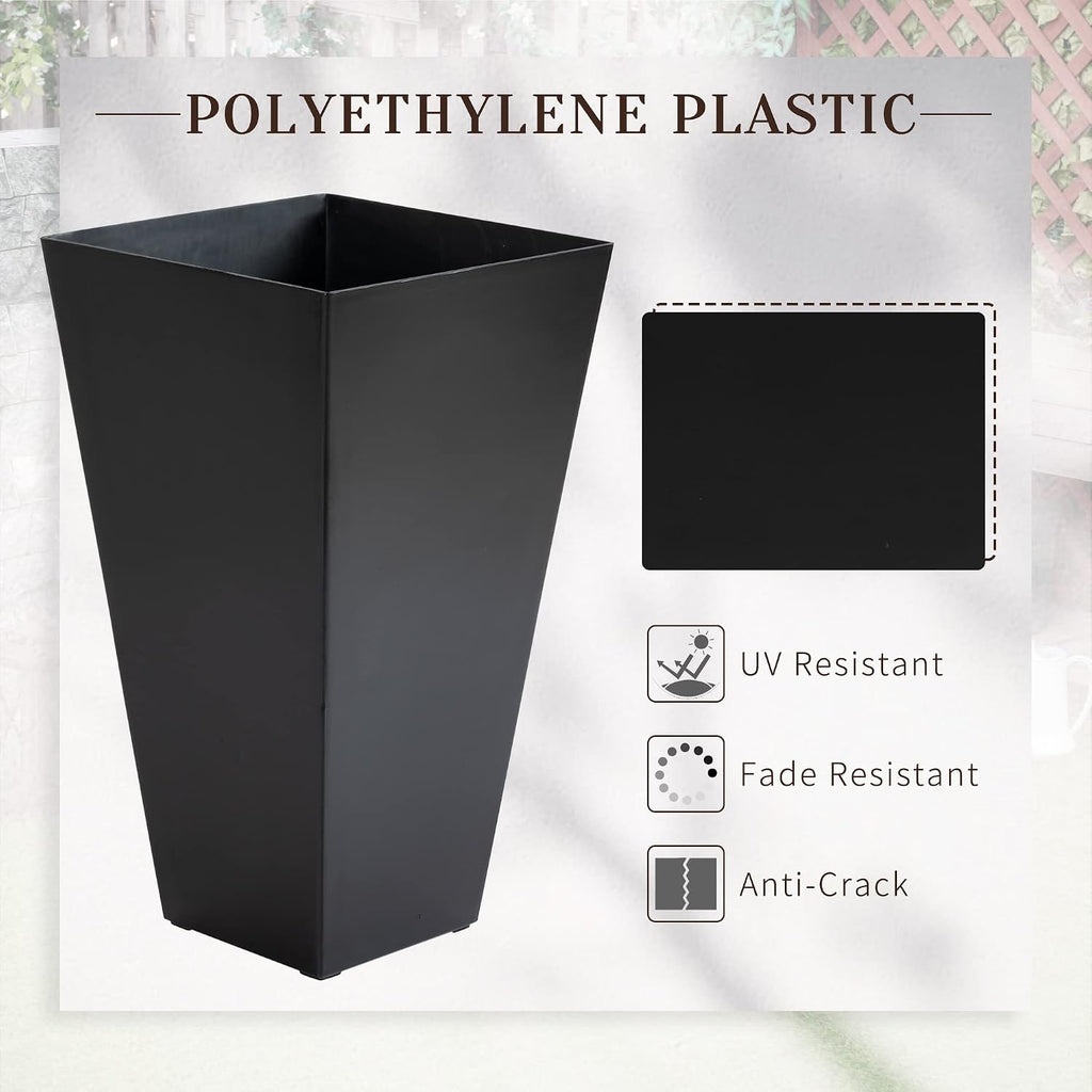 Set of 3 Planter, Indoor/Outdoor Plant Pots, 15.75" x 15.75" x 28" Tapered Square Flower Pot for Porch Patio and