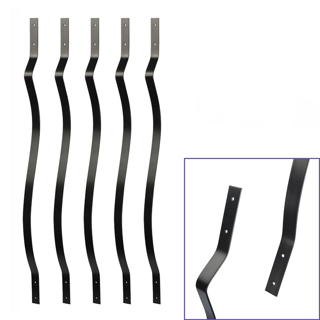32-1/4 Inch Iron Deck Balusters, Baroque Wrought Style, Matte Black