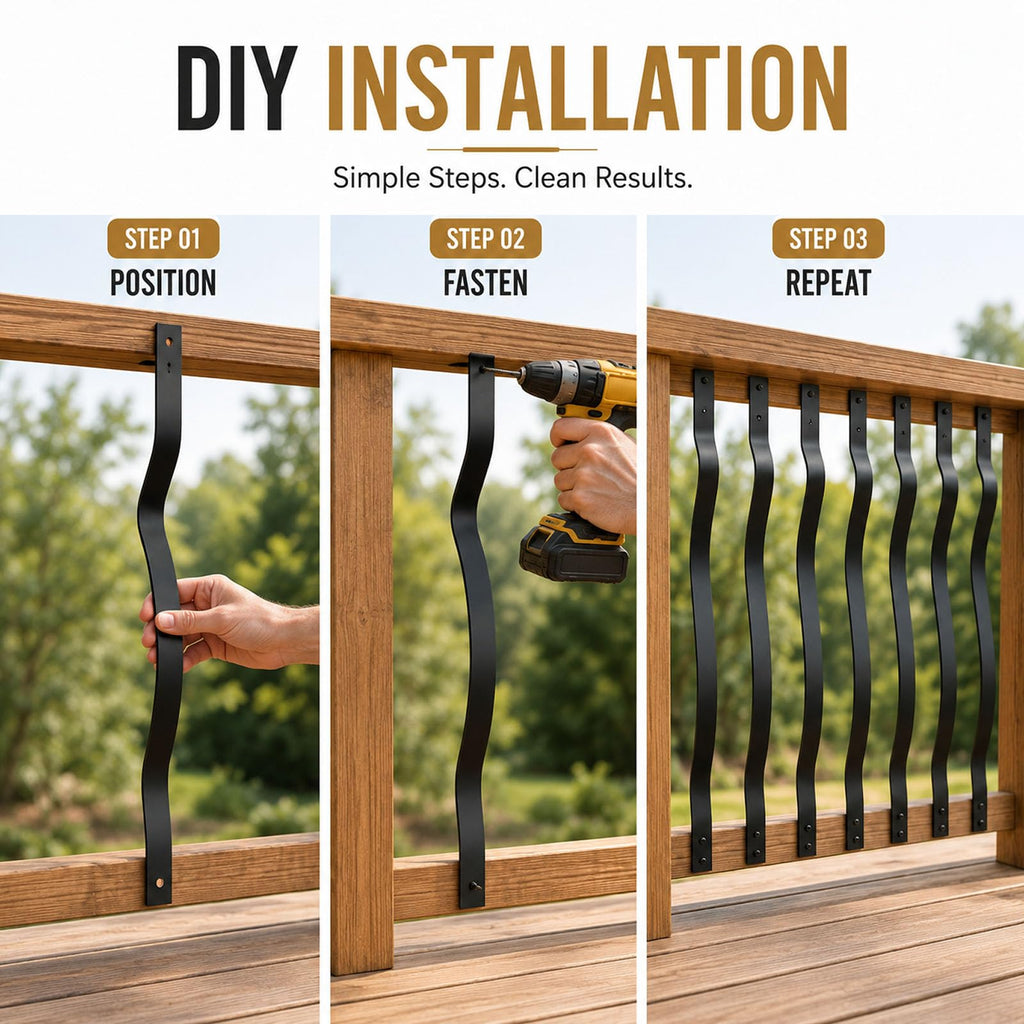 60 Pack Metal Deck Balusters, 36 inch Heavy Duty Deck Spindles with Screws