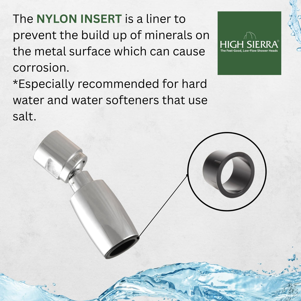 Sierra ClassicTM Solid Metal 1.5 GPM Award Winning, Ultra Low Flow Shower Head. Patented Nozzle Never Clogs. Long Nut