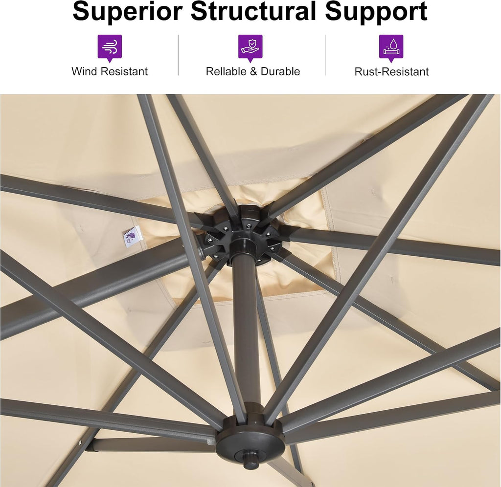9' X 11.5' Patio Umbrella Outdoor Cantilever Rectangle Umbrella Aluminum Offset Umbrella with 360-degree Rotatio - 54PP