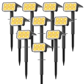 Solar Spot Lights Outdoor Waterproof, 10 Pack, 118 LED Warm White