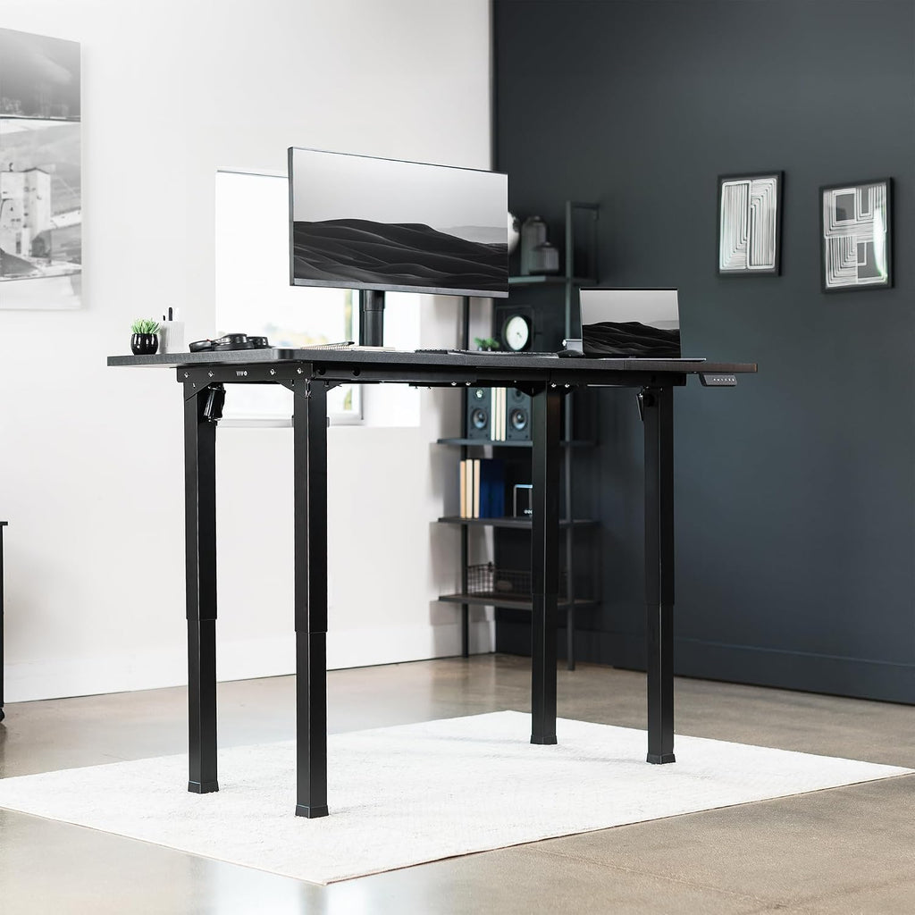 Black 4-Leg Dual Motor Standing Desk Frame, DESK-E4B | Electric, For Table Tops up to 84 x 43 inches and 220 lbs