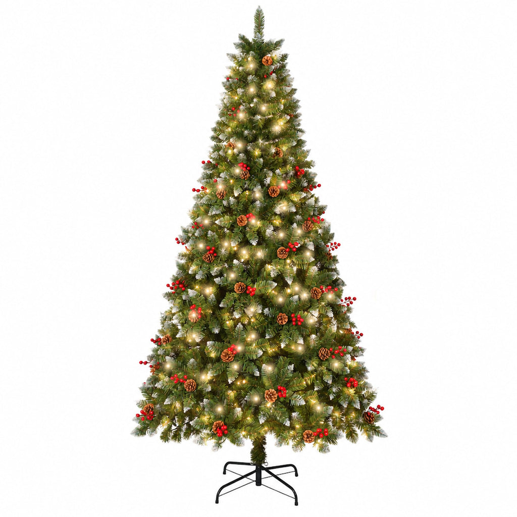 7.5FT Pre-Lit Artificial Christmas Tree with Pine Cones and lights