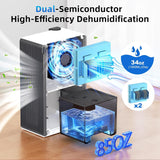 Dehumidifier for Home (85 OZ,1000 sq ft) Small Dehumidifiers for Basement, Auto Shut-Off, Sleep Mode, 7 Color Light