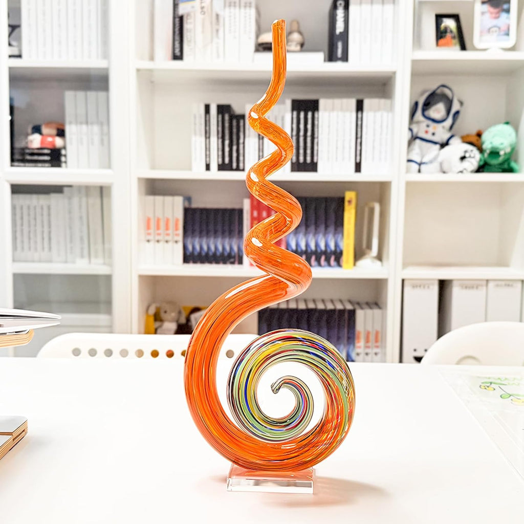 15" Tall Hand-Blown Murano-Style Glass Sculpture Statues Art Ornament Statue Figurines Home Decor Accent Piece