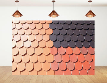 10x8ft Two Tone Clay Roof Tile Backdrop Terracotta Dark Grey Curved Slate Texture Background Tapestry Party Rustic