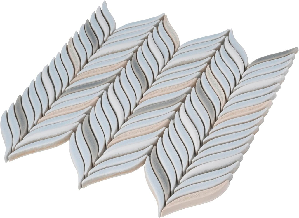 Oval Mosaic Ceramic Tile Chateau Blue 10.2x11.8 Polished 4.18 sq ft 5-Pack | Glazed decorative sheets. Kitchen