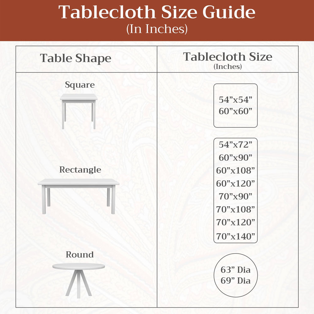 Table Cloth Square Table Reusable 100% Cotton 54"x54"