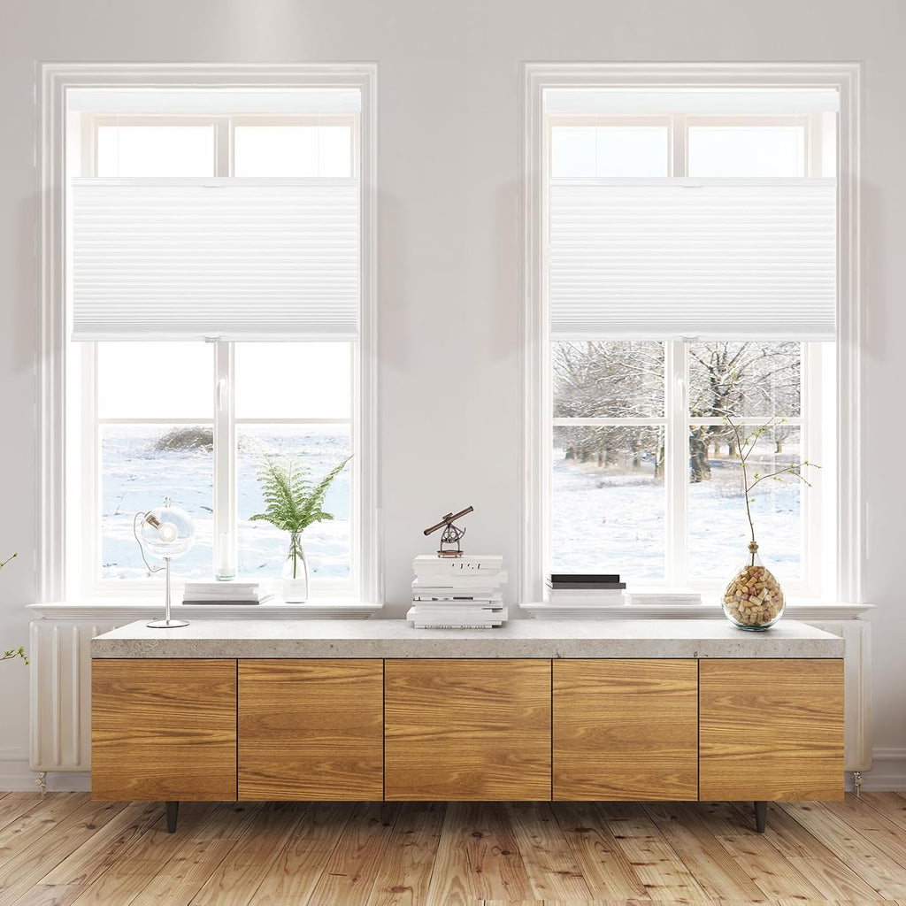 Top Down Bottom Up Cellular Shades , White(Blackout) | Cordless Honeycomb Shades for Windows, Thermal Insulation