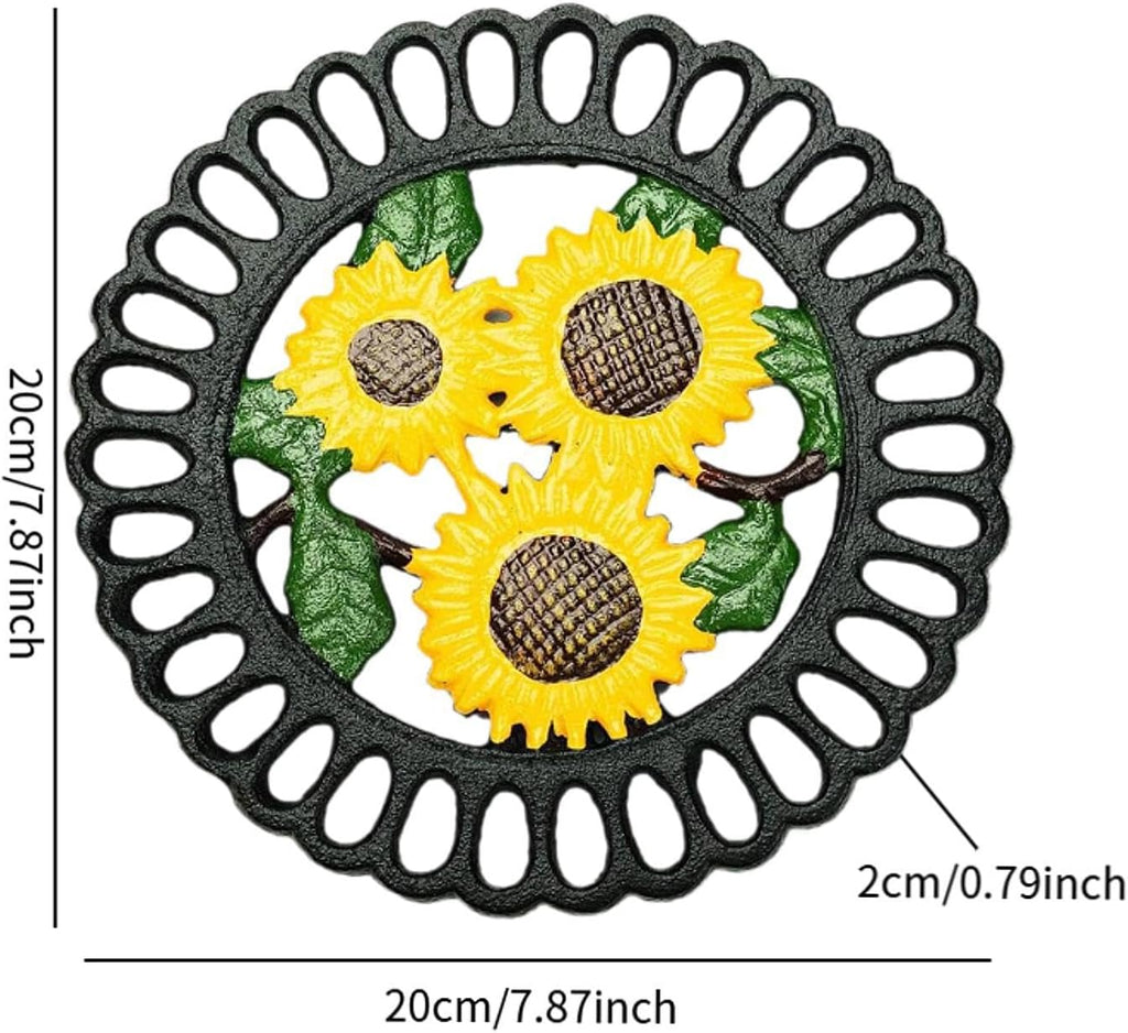 Metal Pad for Hot Pot, Trivet Use, Heat Resistant Holder, Sunflower