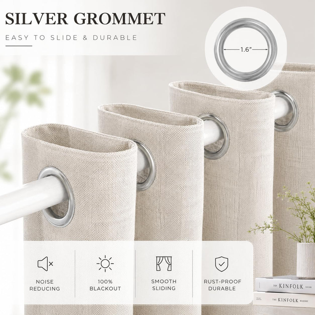 20ft Extra Long Curtains, 100% Blackout Faux Linen High Ceiling Curtains 240 Inches Long for 2 Story Living Room Tall