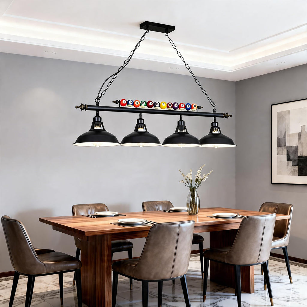 4 Lights Adjustable Pool Table Light for 7'-8' Billiard Tables, Hanging Pool Table Lighting Fixture, Billiard Pendant