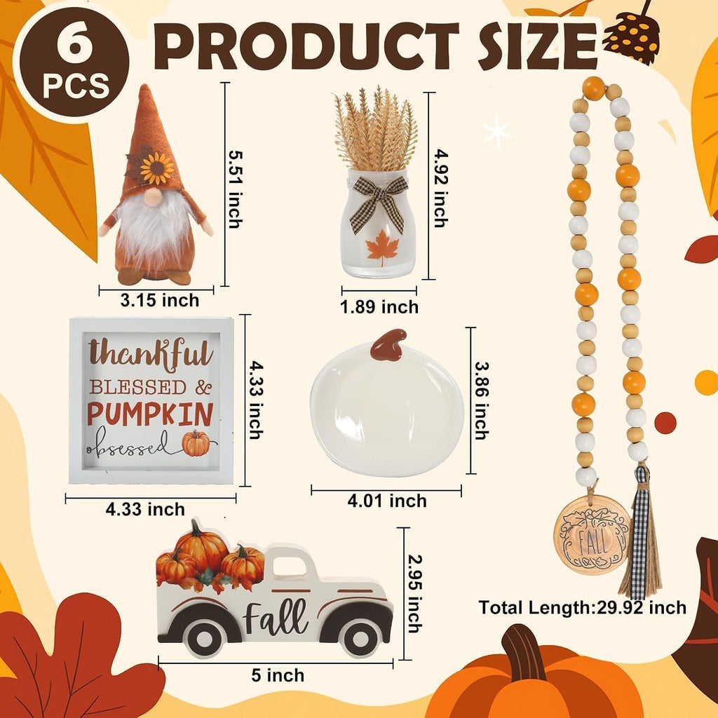 Fall Decorations Fall Thanksgiving Tiered Tray Decor Set - Set of 6