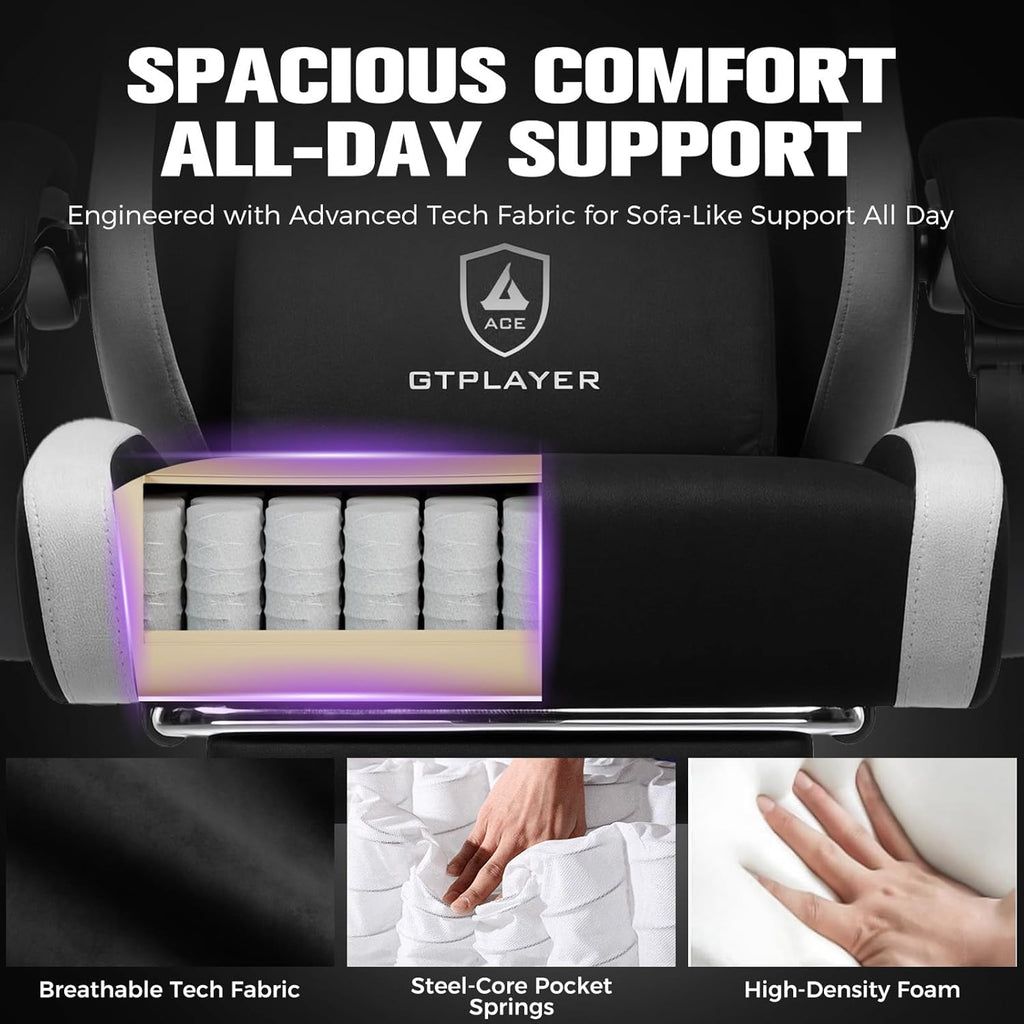 Gaming Chair, Ergonomic Computer Chair with Footrest and Lumbar Support, High Back Recliner Chair 350lbs, Height