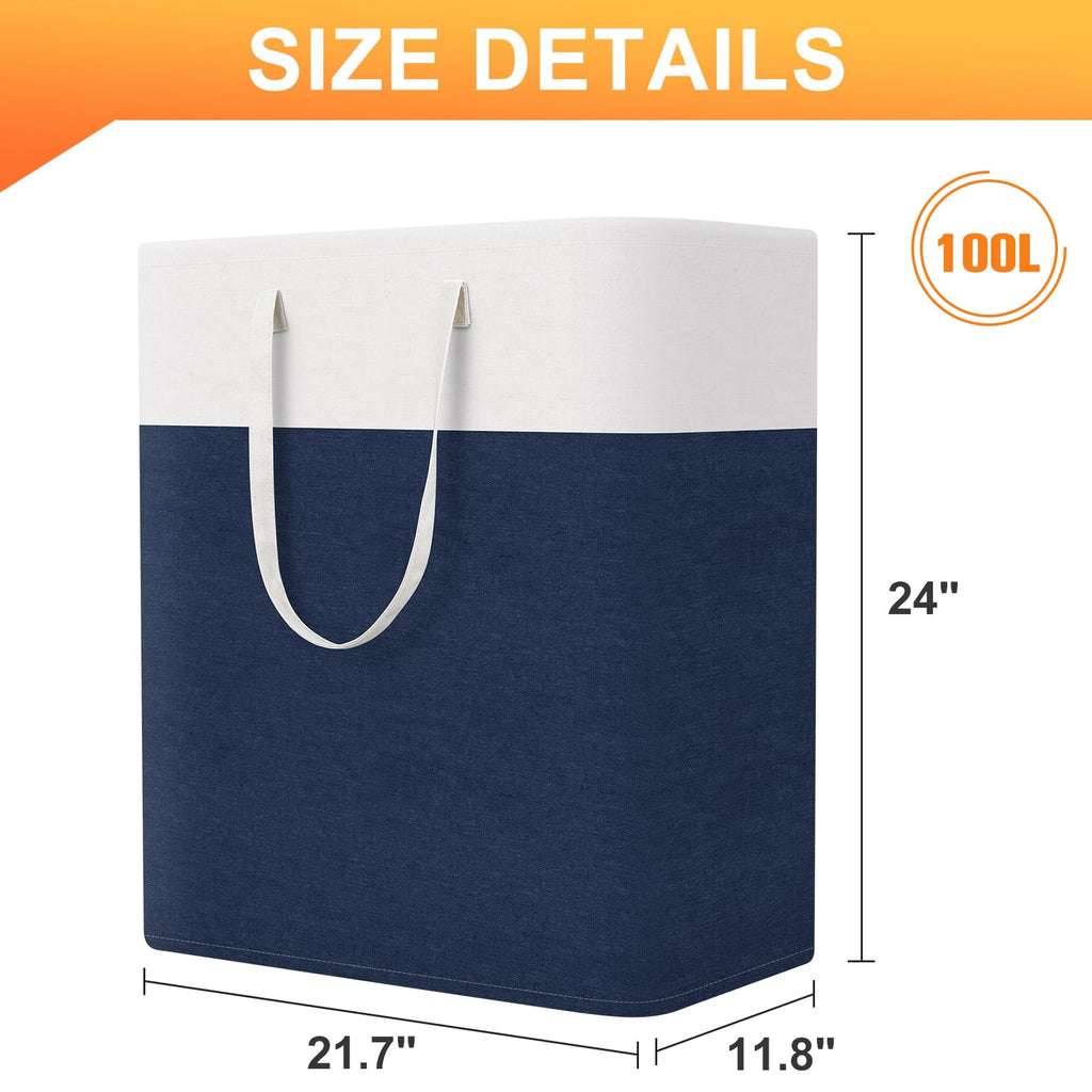 Laundry Basket 3-Pack, Laundry Hamper, 100L-Blue