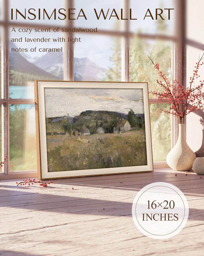Framed Canvas Wall Art Prints, Framed Canvas Art Wall Decor, Abstract Serene Countryside Scene Wall Prints, Mid
