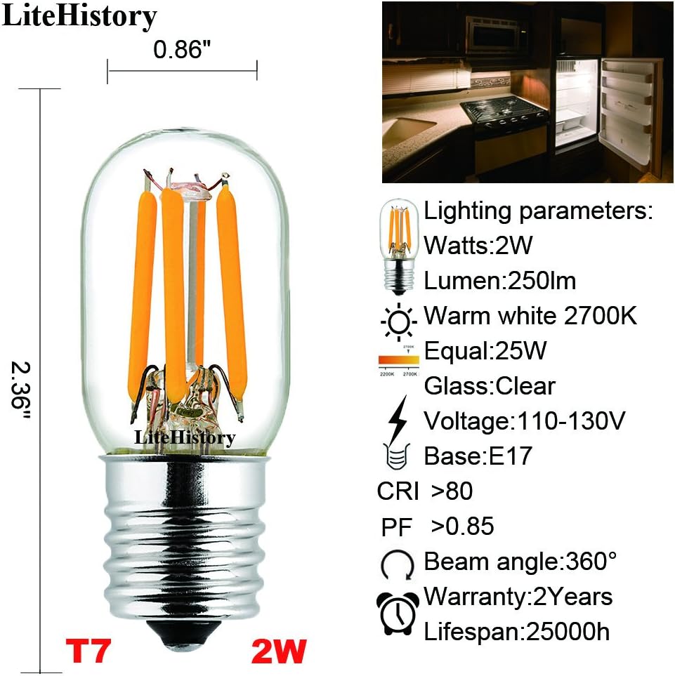 T22 E17 Appliance Bulb,Microwave Light Bulbs Under Hood,2700K