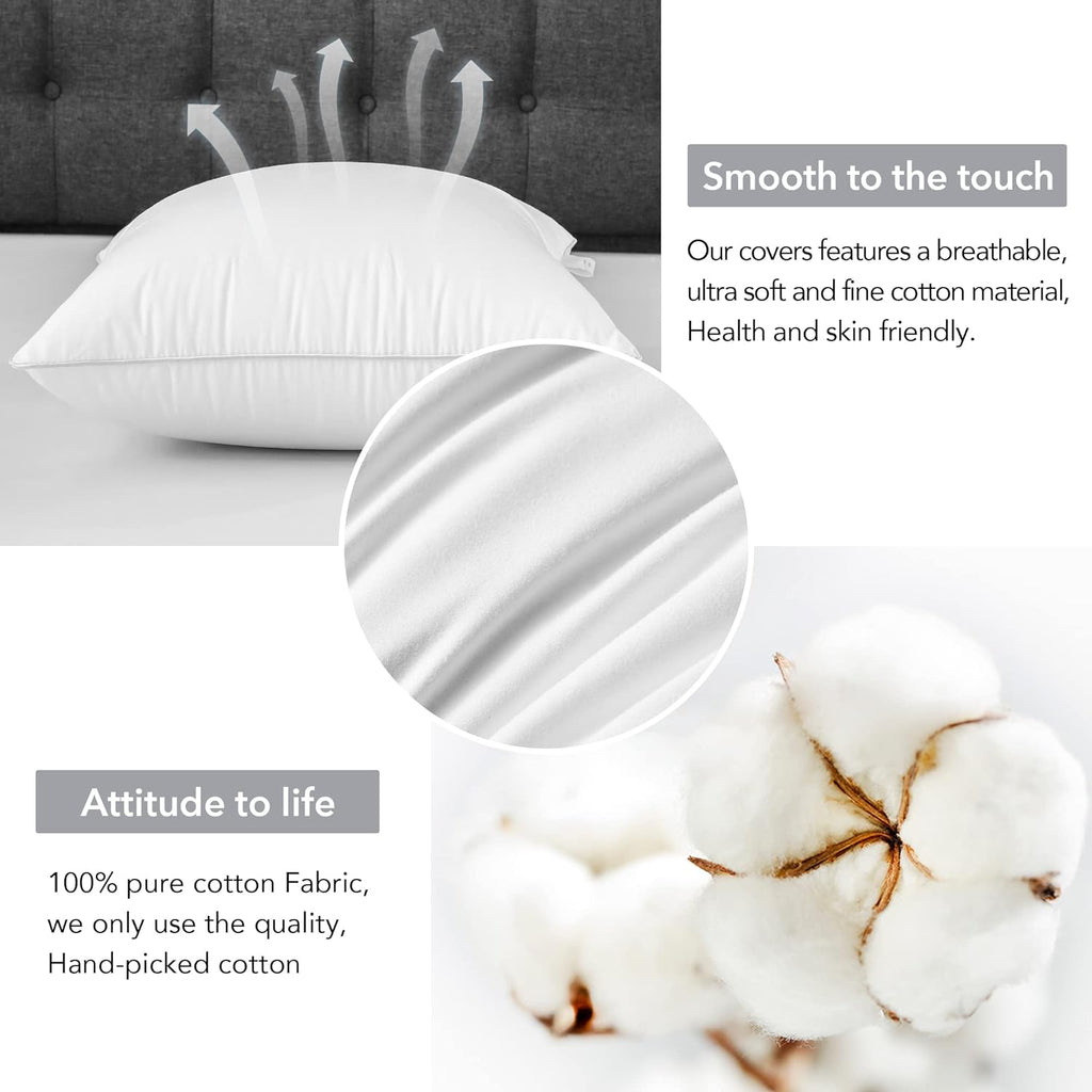 18 x 18 Pillow Inserts () - 18 Inch Square Interior Sofa Throw Pillow with 100% Cotton Cover - Decorative - Set of 2