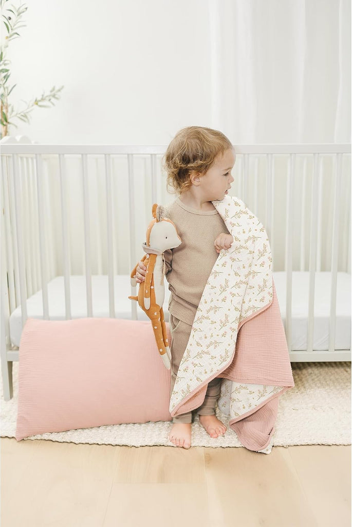 100% Cotton Muslin Baby Blanket for Girls Boys, 40"x36"