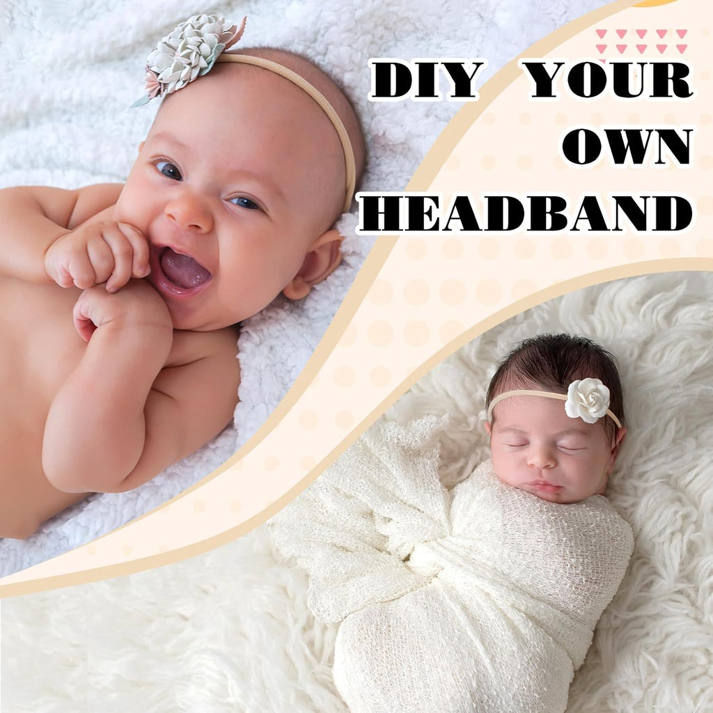 200 Pcs Nylon Headbands for Baby Girls and Hair Clips
