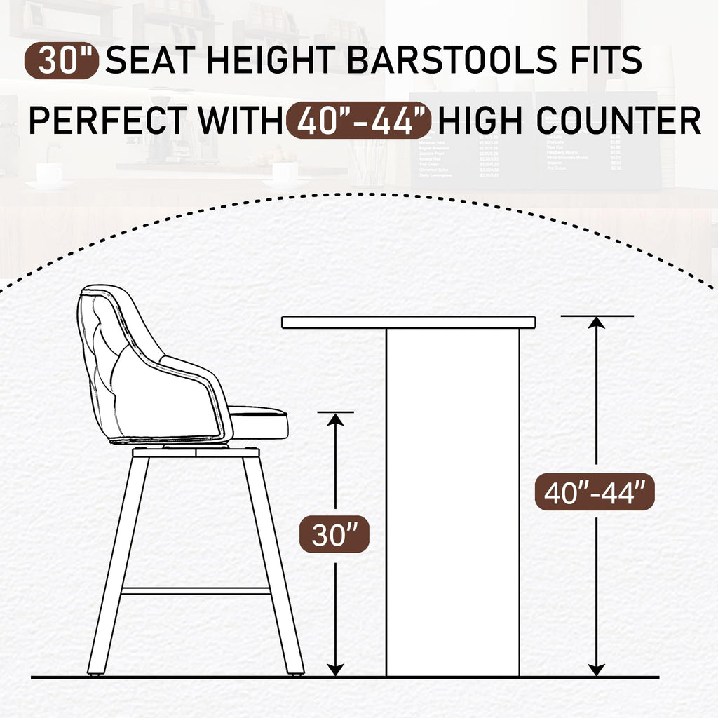Bar Height Bar Stools Set of 4, 30" Stools with Back Island