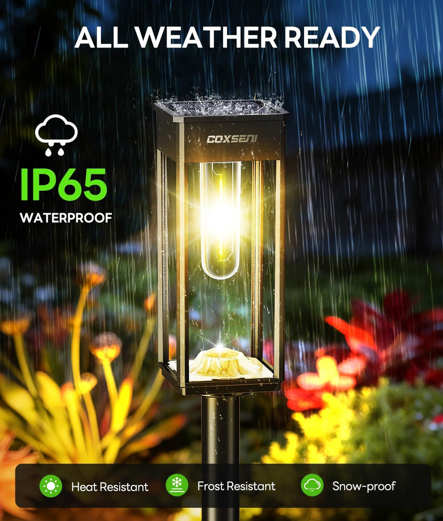 Solar Path Lights Outdoor Waterproof 3000K Warm White, 6 Pack