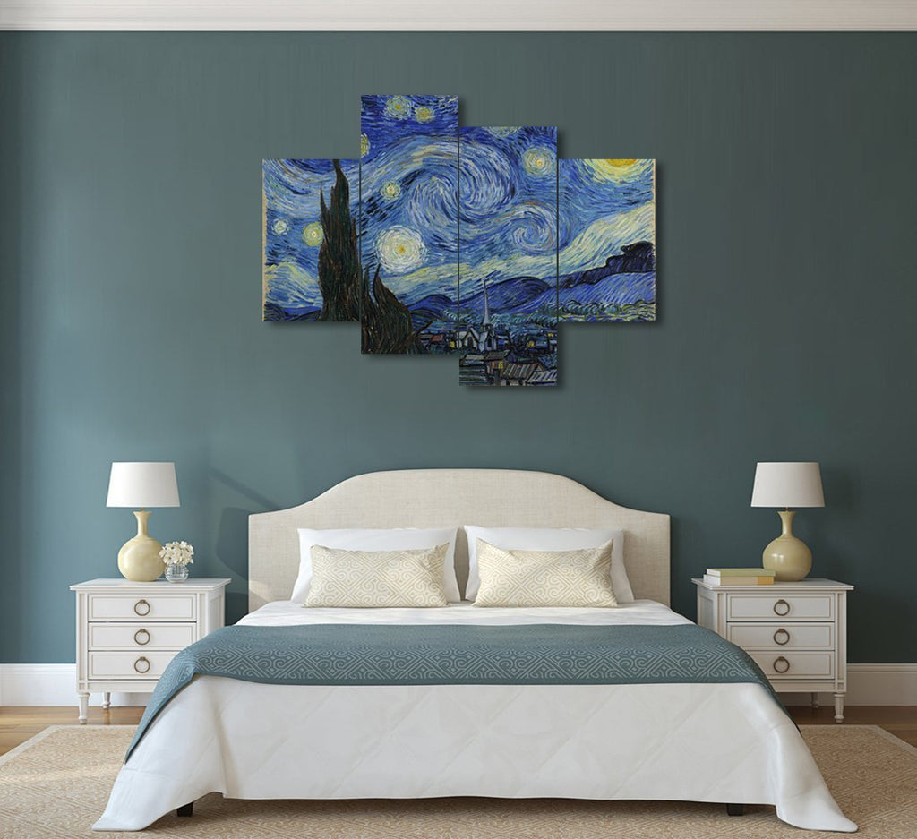 Large Starry Night by Van Gogh Classical Famous Artwork Modern Canvas Prints Blue Abstract Landscape Canvas Wall Art