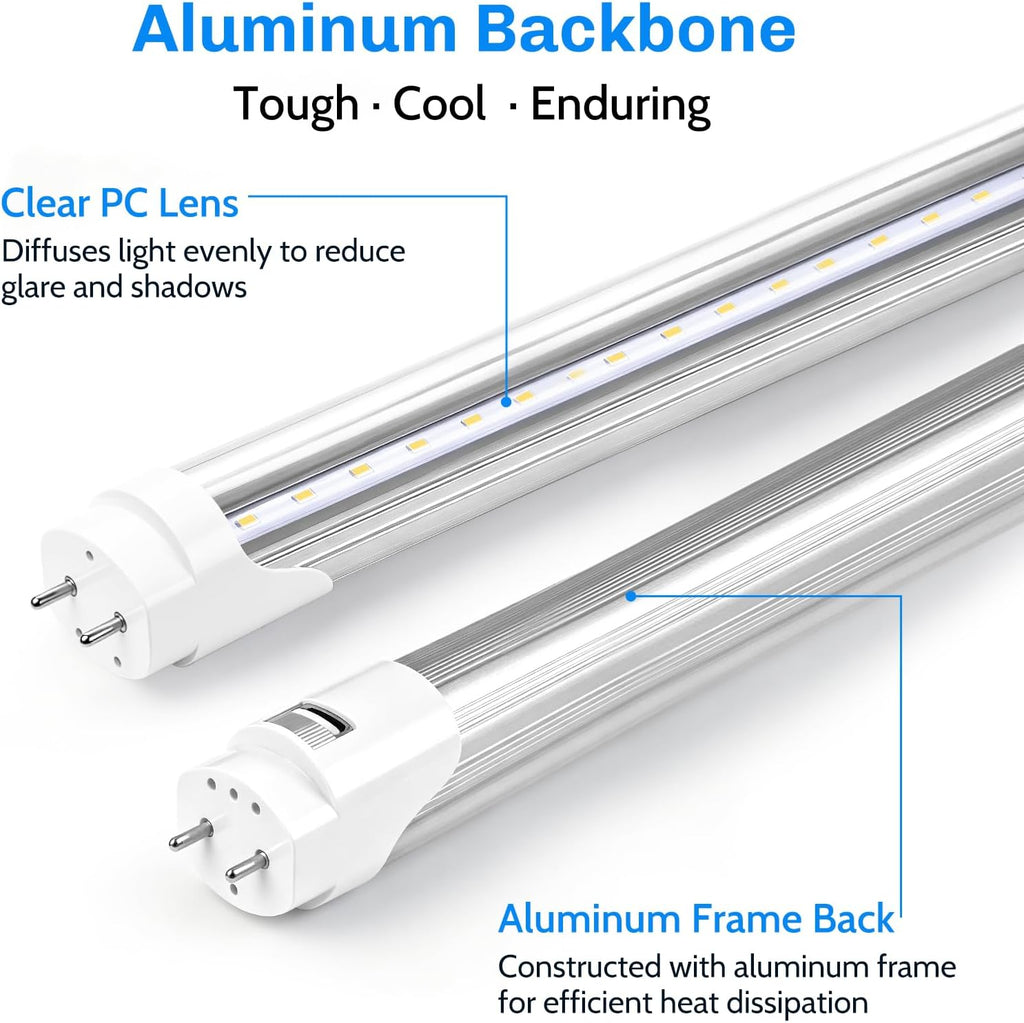 4FT T8 LED Tube Light, Hybrid Type A+B, Plug & Play or Ballast Bypass, Single-End or Dual-End Powered, 20W 2000