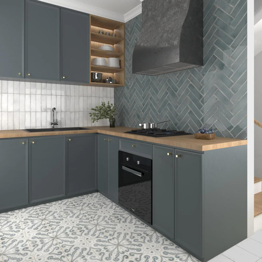 8x8 Encaustic Look Matte Porcelain Tile for Wall & Floor, Decorative Bathroom, Kitchen Backsplash, Shower, Fireplace