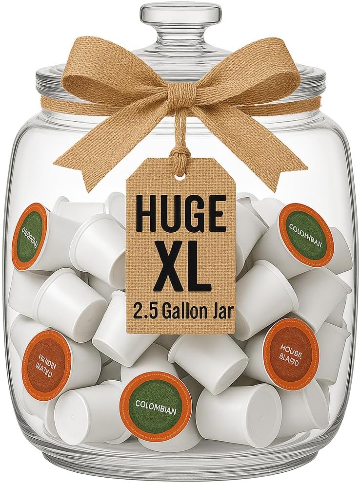 2.5 Gallon Extra Large Glass Cookie Jar with Airtight Lid - XL Clear Storage Container for Bulk Cookies, Candy