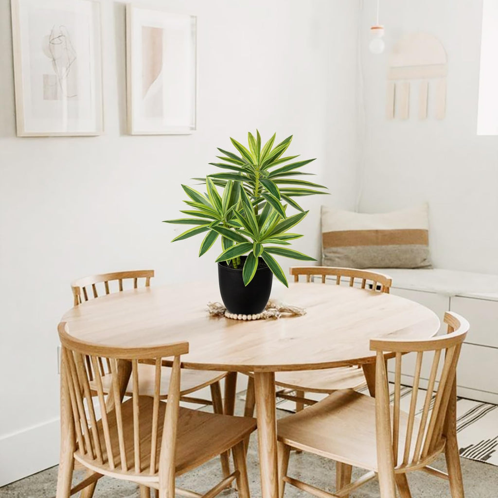 Fake Plants Dracaena Artificial Plant 16.1" Small Indoor Faux Plants in Pot