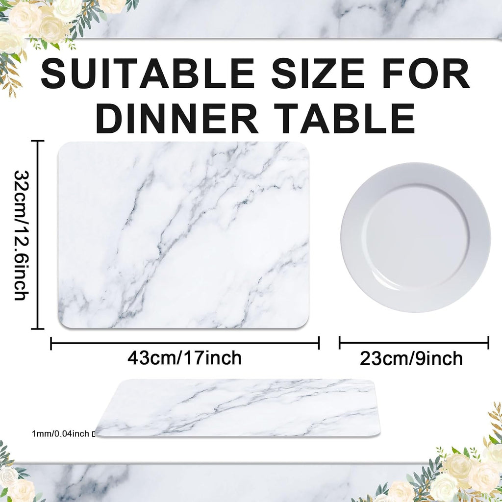 Marble Plastic Placemats Marbles Table Mats 17×13×0.04in - Set of 6