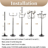 Black Floor Candelabra Centerpiece 5-arm 48inch Tall Candle Holders for Candlesitcks Taper Pillar Candles Metal