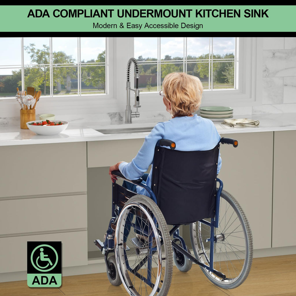 27 Inch ADA Undermount Workstation Kitchen Sink
